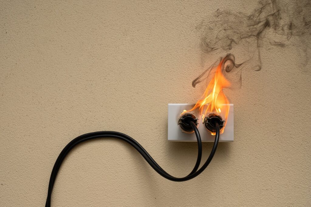 Cable eléctrico en mal estado - riesgo de incendio eléctrico